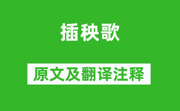 契此《插秧歌》原文及翻譯注釋,詩(shī)意解釋