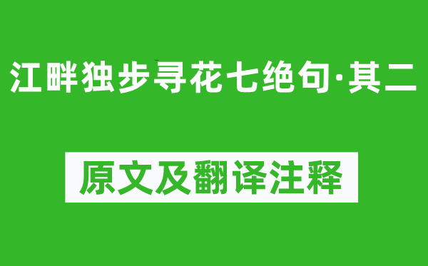 杜甫《江畔獨步尋花七絕句·其二》原文及翻譯注釋,詩意解釋