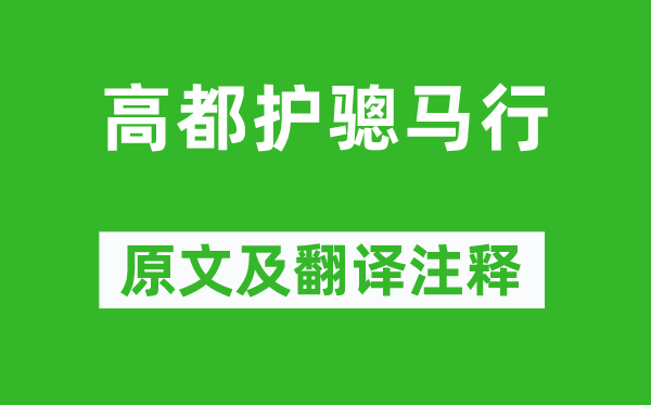 杜甫《高都護(hù)驄馬行》原文及翻譯注釋,詩(shī)意解釋