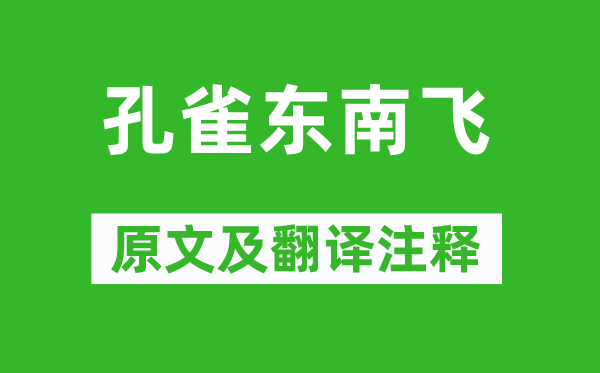 《孔雀東南飛》原文及翻譯注釋,詩(shī)意解釋