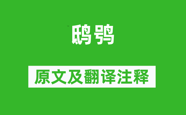 詩經(jīng)·國風(fēng)《鴟鸮》原文及翻譯注釋,詩意解釋