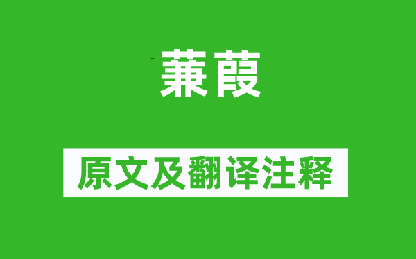 詩(shī)經(jīng)·國(guó)風(fēng)《蒹葭》原文及翻譯注釋,詩(shī)意解釋