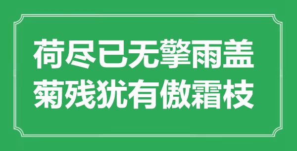 “荷盡已無(wú)擎雨蓋，菊殘猶有傲霜枝”是什么意思,出處是哪里