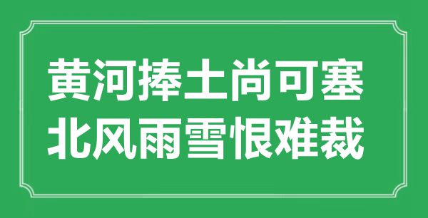 “黃河捧土尚可塞,北風(fēng)雨雪恨難裁”的意思出處及全詩賞析