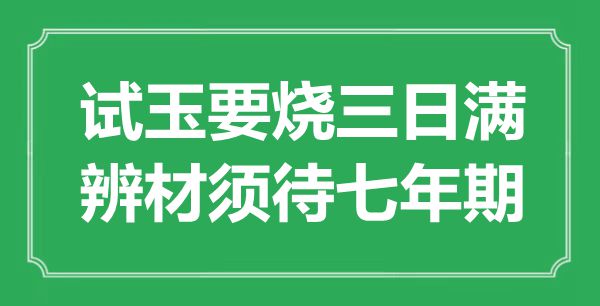 “試玉要燒三日滿,辨材須待七年期”是什么意思,出處是哪里