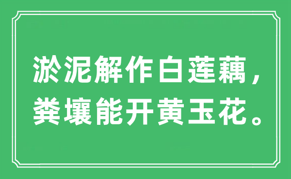 “淤泥解作白蓮藕,糞壤能開黃玉花”是什么意思,出處及原文翻譯
