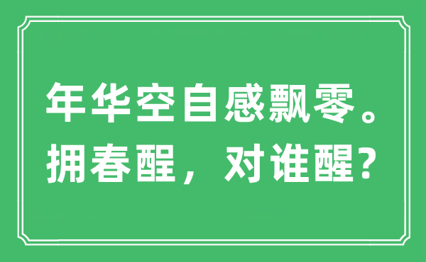 “年華空自感飄零。擁春酲，對誰醒?”是什么意思,出處及原文翻譯