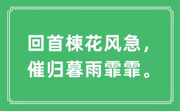 “回首楝花風(fēng)急，催歸暮雨霏霏”是什么意思,出處及原文翻譯