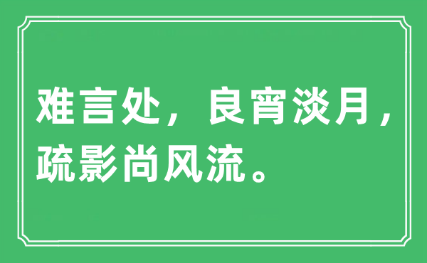 “難言處，良宵淡月，疏影尚風(fēng)流”是什么意思,出處及原文翻譯
