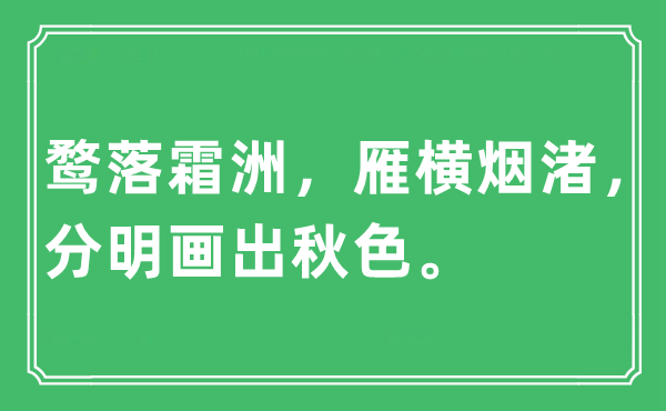“鶩落霜洲，雁橫煙渚，分明畫出秋色”是什么意思,出處及原文翻譯