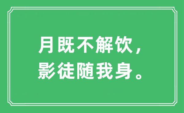 “月既不解飲，影徒隨我身?！笔鞘裁匆馑?出處及原文翻譯