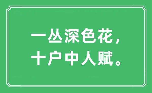 “一叢深色花,十戶中人賦”是什么意思,出處及原文翻譯