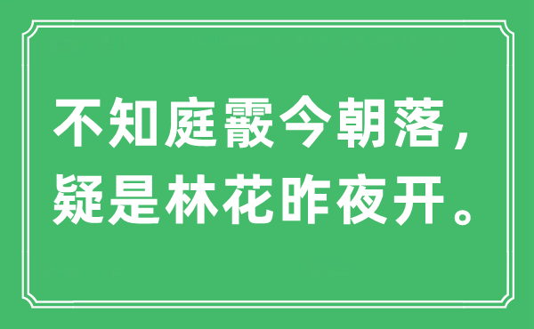 “不知庭霰今朝落，疑是林花昨夜開”是什么意思,出處及原文翻譯