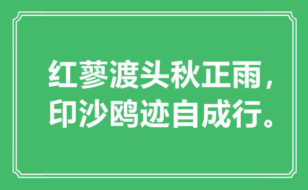 “紅蓼渡頭秋正雨,印沙鷗跡自成行”是什么意思,出處是哪里