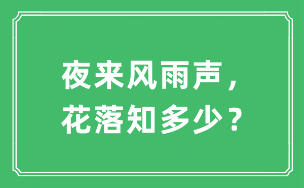 “夜來風雨聲， 花落知多少？”是什么意思,出處及原文翻譯