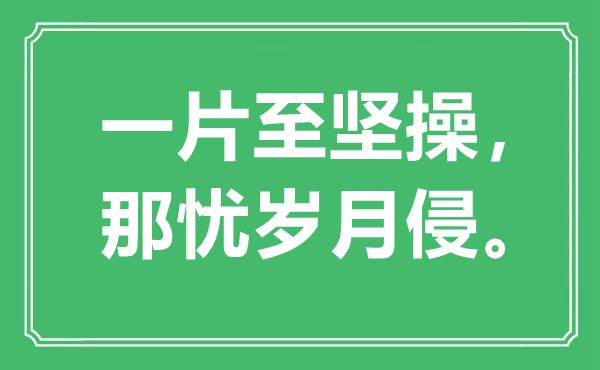 “一片至堅(jiān)操,那憂歲月侵”是什么意思,出處是哪里