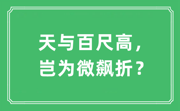 “天與百尺高，豈為微飆折？”是什么意思,出處及原文翻譯