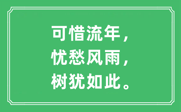 “可惜流年，憂愁風(fēng)雨，樹猶如此”是什么意思,出處及原文翻譯