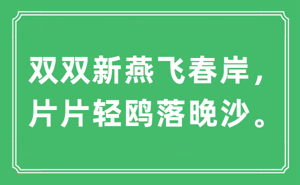 “雙雙新燕飛春岸，片片輕鷗落晚沙”是什么意思,出處及原文翻譯