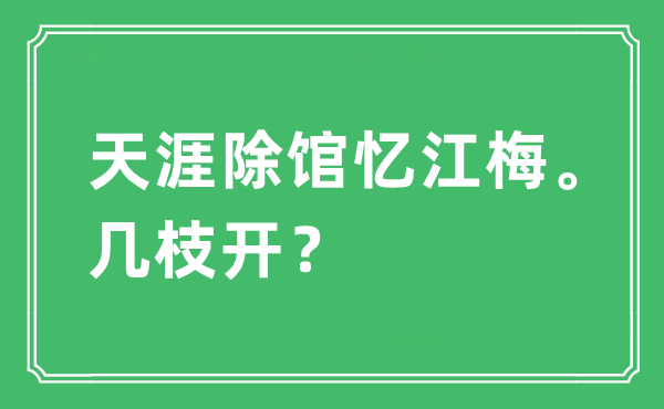“天涯除館憶江梅。幾枝開(kāi)？”是什么意思,出處及原文翻譯