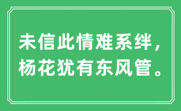 “未信此情難系絆，楊花猶有東風(fēng)管”是什么意思,出處及原文翻譯