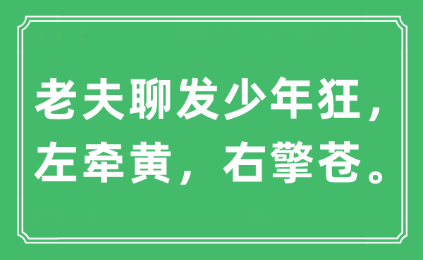 “老夫聊發(fā)少年狂，左牽黃，右擎蒼”是什么意思,出處及原文翻譯