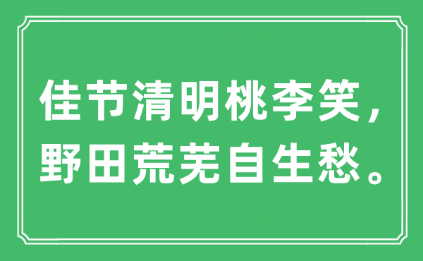 “佳節(jié)清明桃李笑，野田荒蕪自生愁”是什么意思,出處及原文翻譯