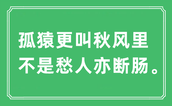 “孤猿更叫秋風(fēng)里 不是愁人亦斷腸”是什么意思,出處及原文翻譯