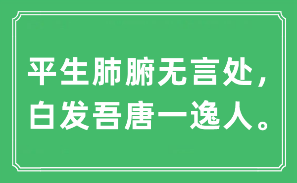 “平生肺腑無言處，白發(fā)吾唐一逸人”是什么意思,出處及原文翻譯