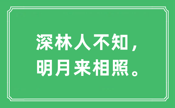 “深林人不知，明月來相照”是什么意思,出處及原文翻譯