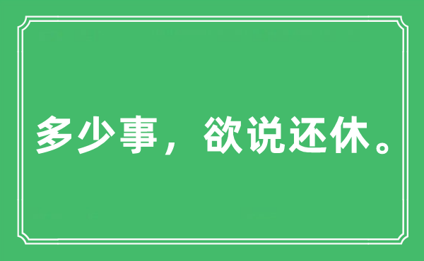 “多少事，欲說還休。”是什么意思,出處及原文翻譯