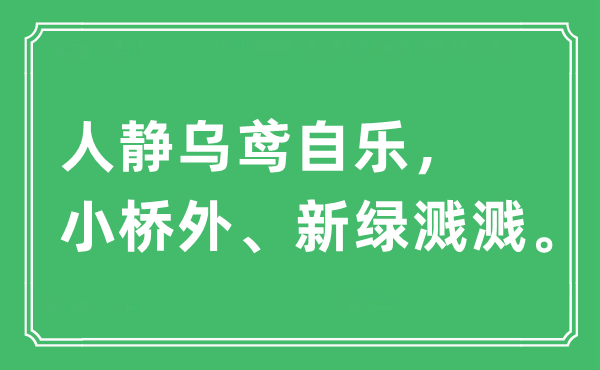 “人靜烏鳶自樂(lè)，小橋外、新綠濺濺”是什么意思,出處及原文翻譯