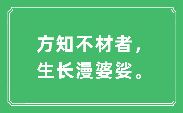 “方知不材者，生長漫婆娑。”是什么意思,出處及原文翻譯