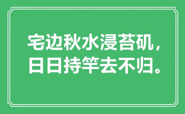 “宅邊秋水浸苔磯,日日持竿去不歸”是什么意思,出處是哪里