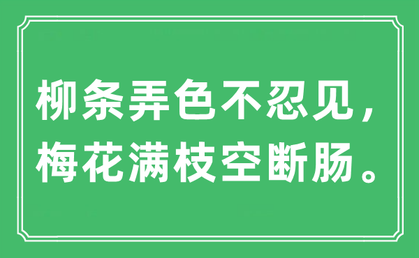 “柳條弄色不忍見，梅花滿枝空斷腸”是什么意思,出處及原文翻譯