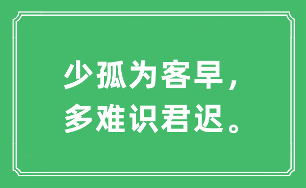“少孤為客早，多難識(shí)君遲。”是什么意思,出處及原文翻譯