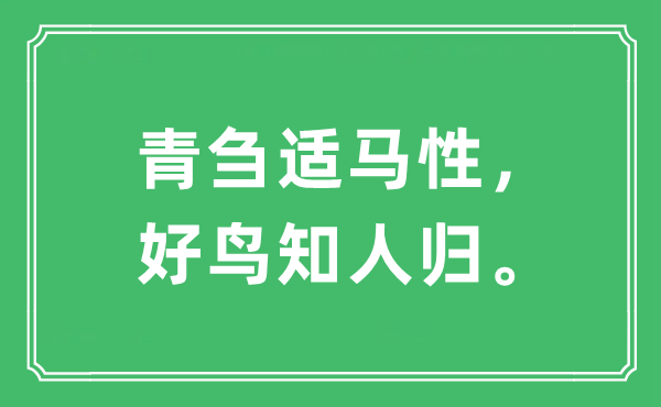 “青芻適馬性，好鳥知人歸。”是什么意思,出處及原文翻譯
