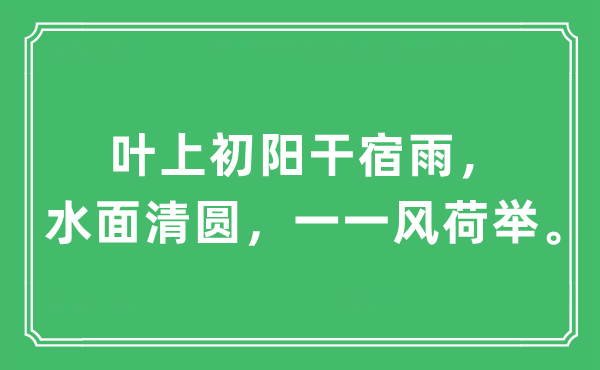 “葉上初陽(yáng)干宿雨，水面清圓，一一風(fēng)荷舉。”是什么意思,出處及原文翻譯