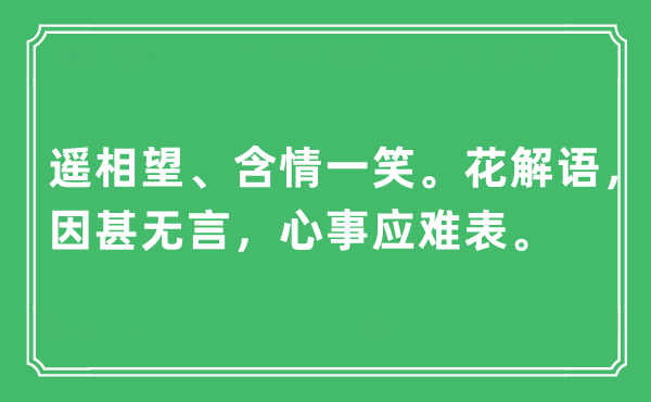 “遙相望、含情一笑?；ń庹Z(yǔ)，因甚無(wú)言，心事應(yīng)難表”是什么意思,出處及原文翻譯