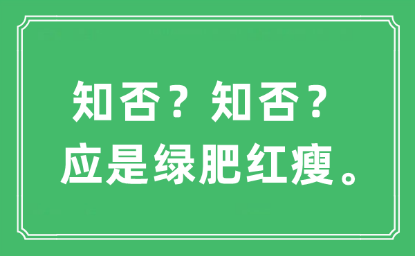 “知否？知否？應是綠肥紅瘦?！笔鞘裁匆馑?出處及原文翻譯