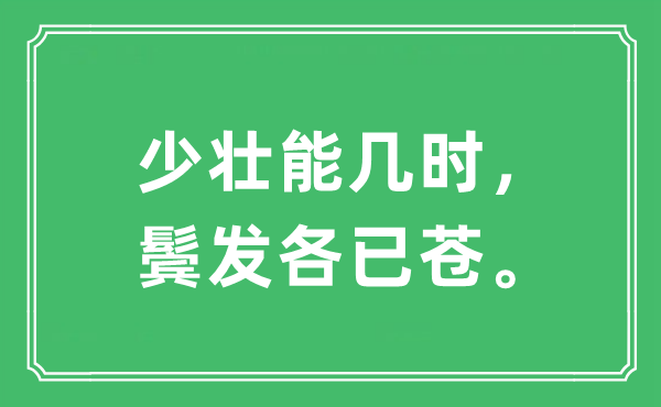 “少壯能幾時(shí)，鬢發(fā)各已蒼。”是什么意思,出處及原文翻譯