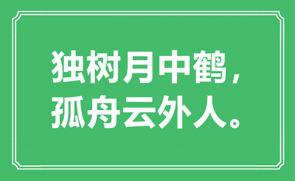 “獨(dú)樹月中鶴，孤舟云外人”是什么意思,出處是哪里