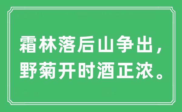 “霜林落后山爭出，野菊開時酒正濃。”是什么意思,出處及原文翻譯