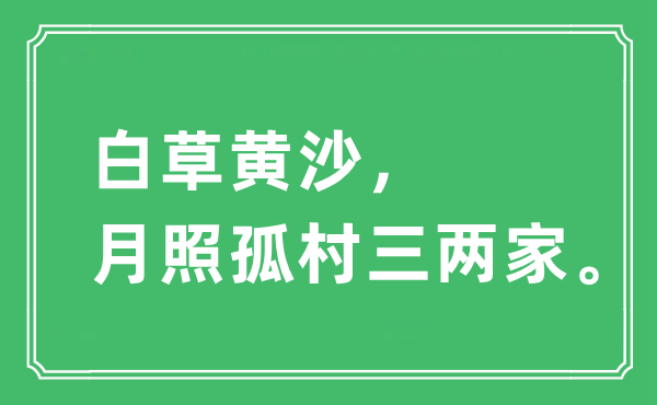 “白草黃沙，月照孤村三兩家”是什么意思,出處及原文翻譯