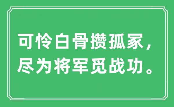 “可憐白骨攢孤冢，盡為將軍覓戰(zhàn)功”是什么意思,出處及原文翻譯
