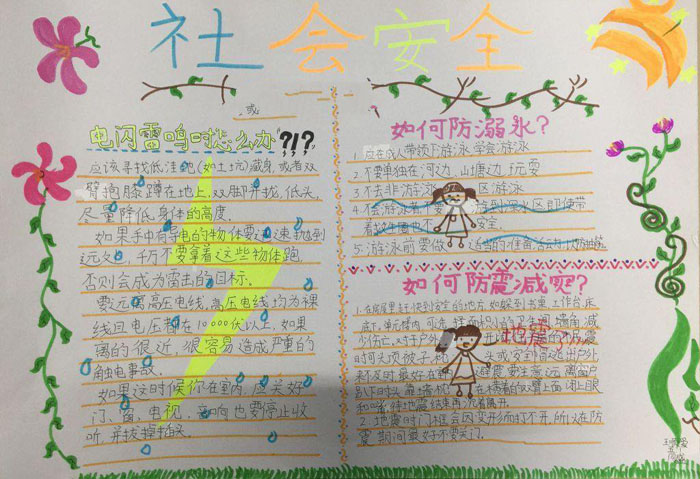 小學(xué)安全教育手抄報(bào)，牢記社會(huì)安全