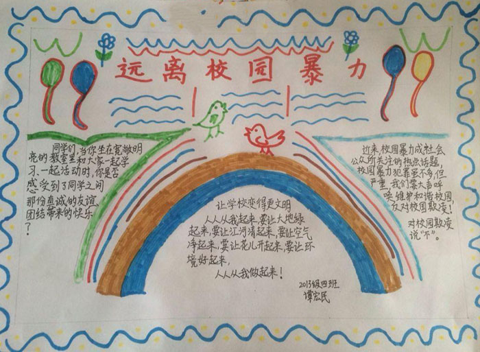 遠離校園暴力手抄報圖片