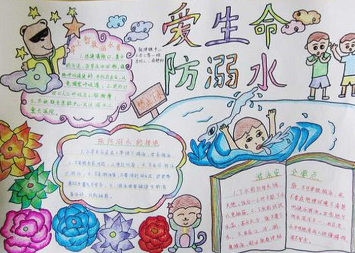 防溺水手抄報圖片，愛生命防溺水