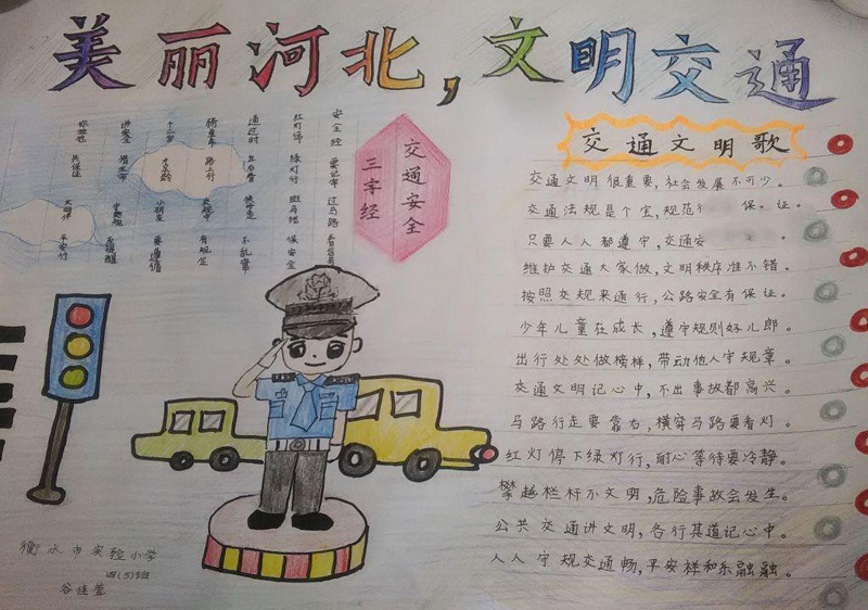 關(guān)于交通安全的手抄報(bào)，美麗河北文明交通
