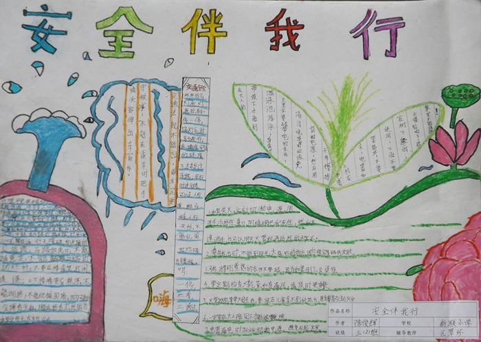 小學(xué)生安全教育手抄報(bào)，安全伴我行